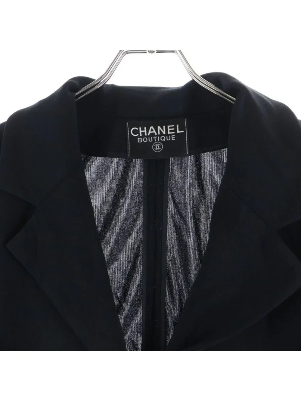 Chanel Boutique Vintage Jacket CC Logo Button Chain Black
